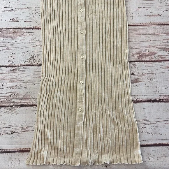 Zara Womens Short Sleeve Ribbed Bodycon‎ Maxi Dress Minimalist Tan Size Large - Picture 3 of 7